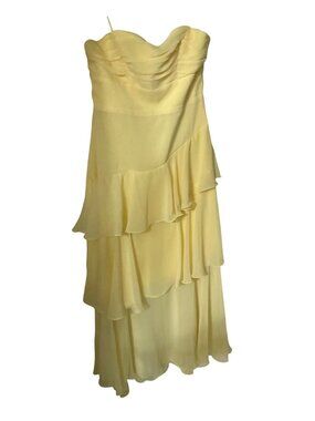 Saints and Secrets Yellow Midi Layered Multi Tiered Dress  Medium  NWT